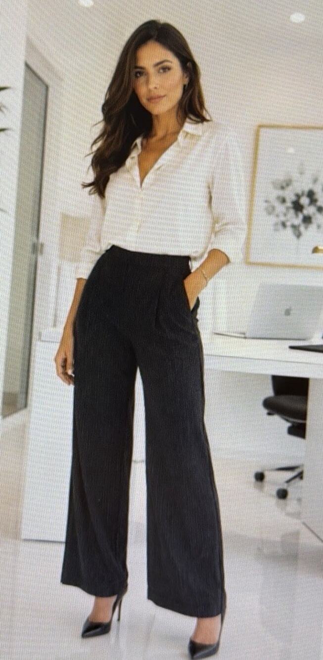 Chico's 3 100% Linen XL Pants black culottes Wide Leg career business casual